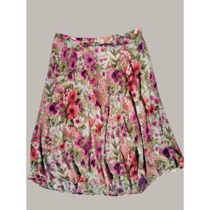 ROZ & ALI Plus Size 3X Pink, Green & White Floral Print A-line Skirt